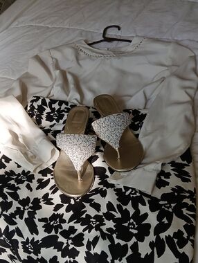 Loft  Black and White Floral Pencil Skirt Sandals And Blouse!